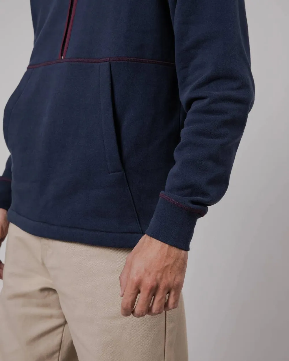 Sweat col zippé en coton bio | marine "zip up sweatshirt navy" homme